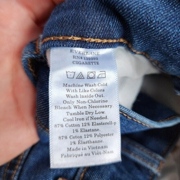 Everlane High Rise Slim Straight Cigarette Jeans Size 23 Regular Dark Wash - Picture 8 of 8